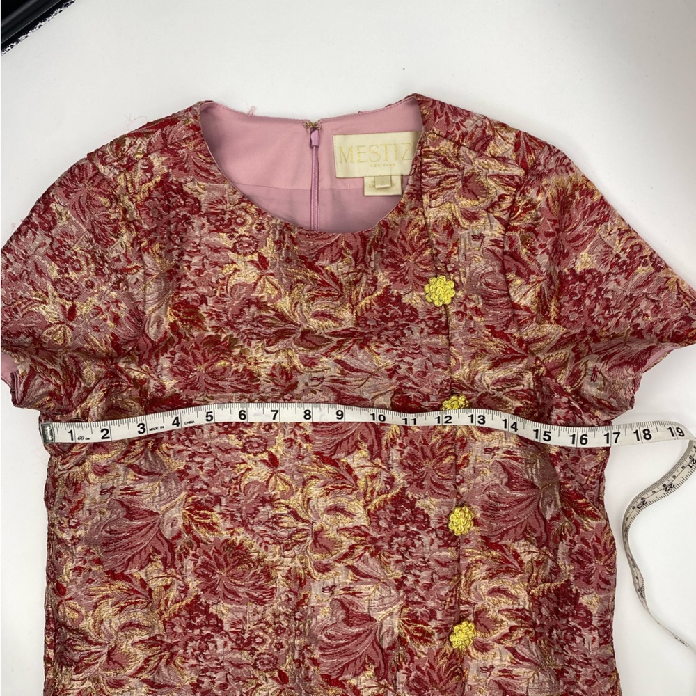 Mestiza New York Isolde Mini Dress Pink Floral Jacquard Shift Size 2 - Picture 12 of 14